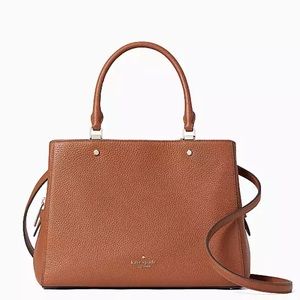 KATE SPADE LEILA MEDIUM TRIPLE COMPARTMENT SATCHEL SHOULDER BAG BROWN LEATHER